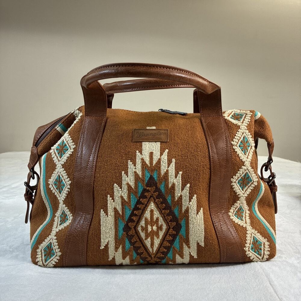 Western Cowgirl Boho Aztec Tote Bag Wrangler Crossbody Convertible Purse Brown